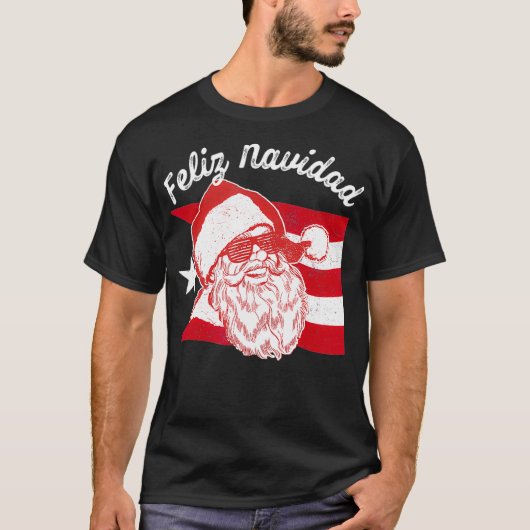 プエルトリカサンタプエルトリコ国旗Feliz Navid Tシャツ (正面)