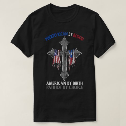 プエルトリカバイブラッドアメリカンby誕生Patriot By Tシャツ (デザイン正面)