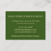 プエルトリカパスツセイボリーバナナリーフケーキ 名刺 (裏面)