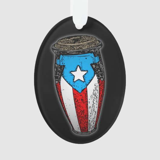 プエルトリカフラッグコンガドラムTシャツ オーナメント (正面)