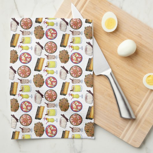 プエルトリカフードキュイジーヌラブプエルトリコグルメ キッチンタオル (四つ折り)