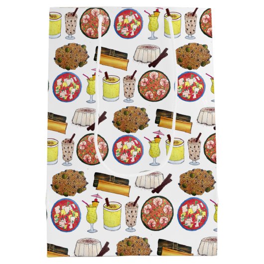 プエルトリカフードキュイジーヌラブプエルトリコグルメ ミディアムペーパーバッグ (裏面)