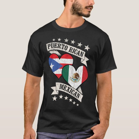 プエルトリカメキシコハート国旗 Tシャツ (正面)