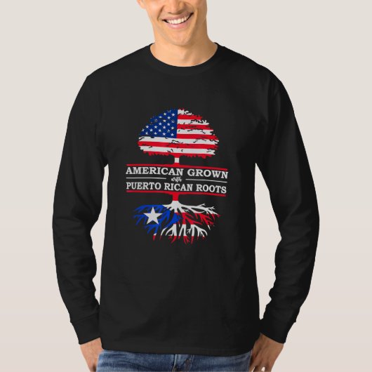 プエルトリカルーツアメリカングロウン国旗 Tシャツ (正面)