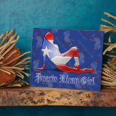 プエルトリカン少女シルエット旗 フォトプラーク (側面)