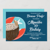 プエルトリカン ボリクア ヒスパニック ラテン フィエスタ ココナッツ 招待状 (正面/裏面)