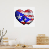 プエルトリカ国旗のハート ポスター (キッチン)