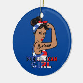 プエルトリカ国旗ボリチャガールウォメンズプエルトリコ セラミックオーナメント (左)