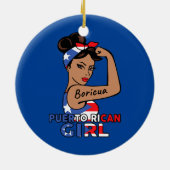 プエルトリカ国旗ボリチャガールウォメンズプエルトリコ セラミックオーナメント (裏面)