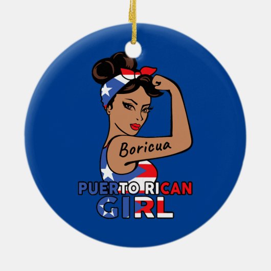 プエルトリカ国旗ボリチャガールウォメンズプエルトリコ セラミックオーナメント (裏面)