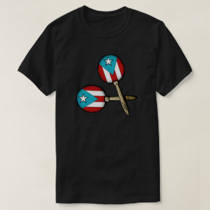 プエルトリカ国旗マラカス・ボリグア楽器 Tシャツ