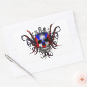 プエルトリカ国旗 – スカル 長方形シール (封筒)