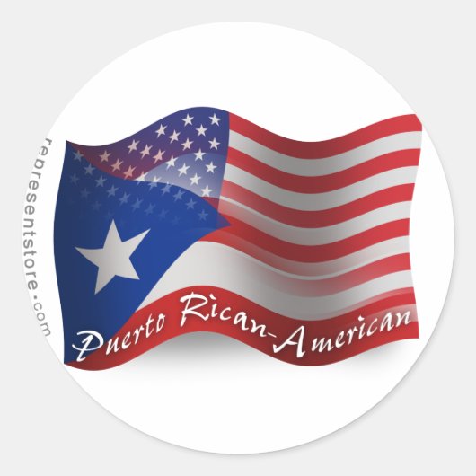 プエルトリカ・アメリカ国旗 ラウンドシール (正面)