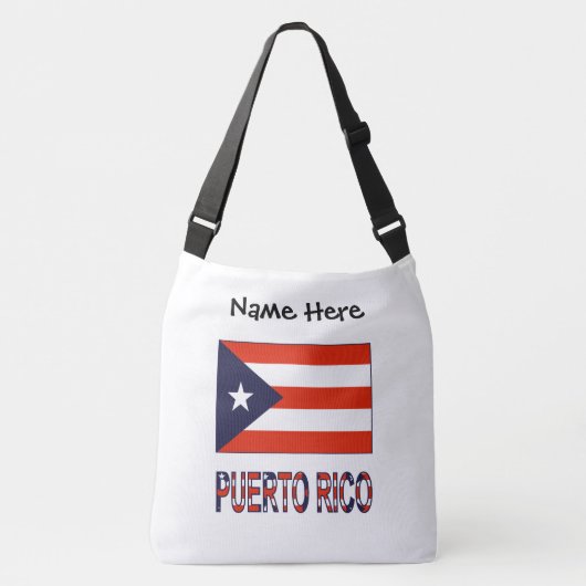 プエルトリコとプエルトの国旗あなたの名前 クロスボディバッグ (正面)