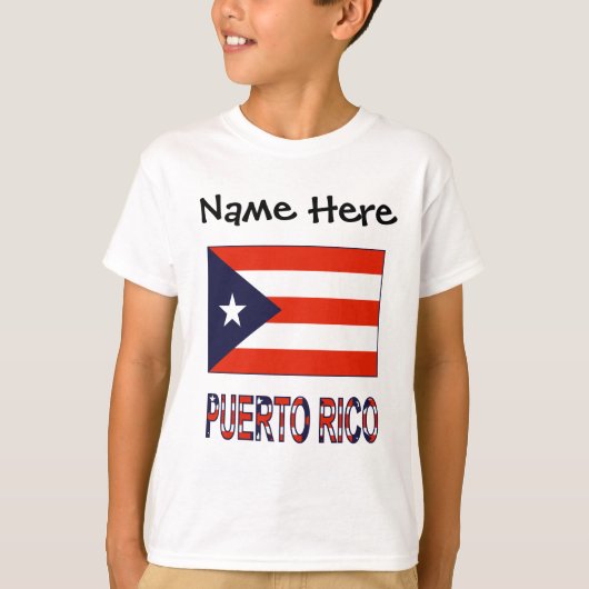 プエルトリコとプエルトの国旗あなたの名前 Tシャツ (正面)