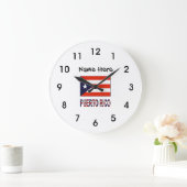 プエルトリコとプエルトの国旗L ラージ壁時計 (ホーム)