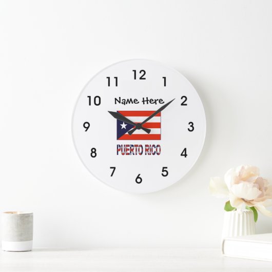 プエルトリコとプエルトの国旗L ラージ壁時計 (ホーム)