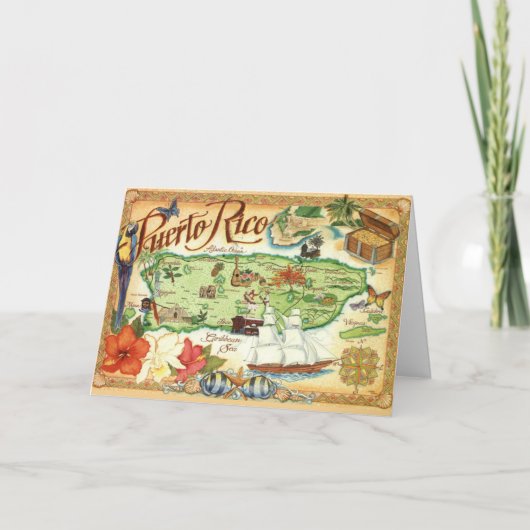 プエルトリコのイラストマップ カード (正面)
