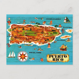 プエルトリコのイラスト地図ポストカード ポストカード