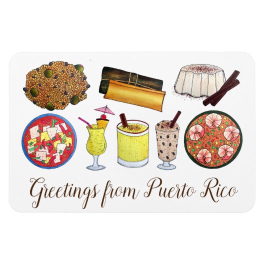 プエルトリコのキャリービーンアイランドフーズからの挨拶 マグネット (横)