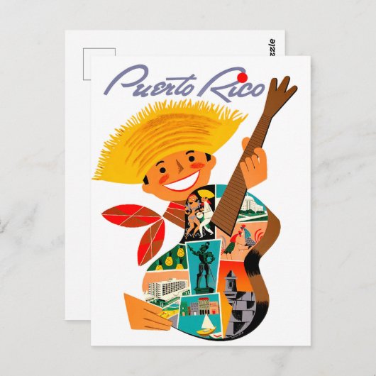 プエルトリコのギターを持つ人 ポストカード (正面/裏面)