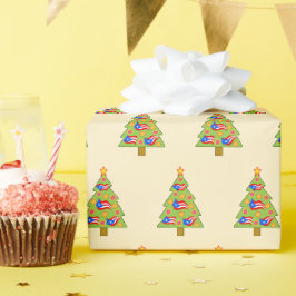 プエルトリコのクリスマスツリーフラッグの包装紙 ラッピングペーパー