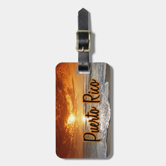 プエルトリコのサンセットラゲッジタグ ラゲッジタグ (正面縦)