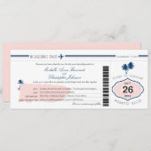 プエルトリコのパームツリーウェディングの搭乗券 招待状 (正面/裏面)