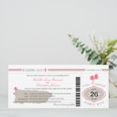 プエルトリコのパームツリー結婚式の搭乗券 招待状 (スタンド正面)