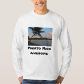 プエルトリコのビーチの人の長袖のティー Tシャツ (正面)