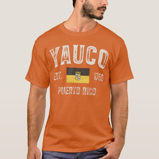プエルトリコのヤウコ市 1756年設立 プエルトリコ フラグ Tシャツ (正面)