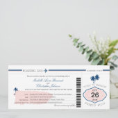 プエルトリコのヤシの木の結婚式の搭乗券 招待状 (スタンド正面)