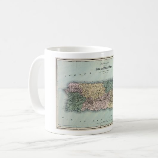 プエルトリコのヴィンテージの地図 コーヒーマグカップ (正面左)