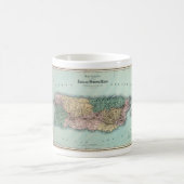 プエルトリコのヴィンテージの地図 コーヒーマグカップ (中央)