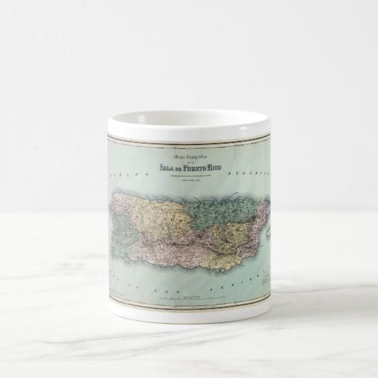 プエルトリコのヴィンテージの地図 コーヒーマグカップ (中央)