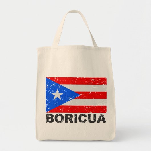 プエルトリコのヴィンテージの旗Boricua トートバッグ (正面)