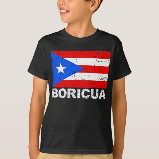 プエルトリコのヴィンテージの旗Boricua Tシャツ (正面)