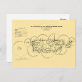プエルトリコの古い地図の灯台はがき ポストカード (正面/裏面)