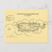 プエルトリコの古い地図の灯台はがき ポストカード (正面)