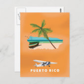 プエルトリコの図解入りの、写真付きの地図の旅行ポスター。 ポストカード (正面/裏面)