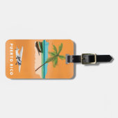 プエルトリコの図解入りの、写真付きの地図の旅行ポスター。 ラゲッジタグ (正面横)