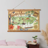 プエルトリコの地図 吊り下げ型タペストリー (寝室)