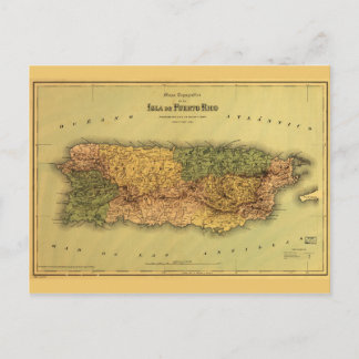 プエルトリコの地図(1886年) ポストカード