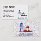 プエルトリコの女の子のシルエットの旗 名刺 (正面/裏面)