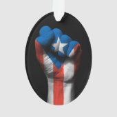 プエルトリコの旗が付いている上げられたくいしばられた握りこぶし オーナメント (裏面)