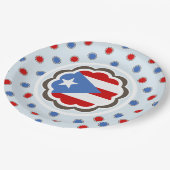 プエルトリコの旗のかわいい花の昼食の夕食 ペーパープレート (アングル)