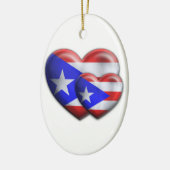 プエルトリコの旗のハート セラミックオーナメント (左)