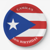 プエルトリコの旗の誕生日パーティー ペーパープレート (正面)