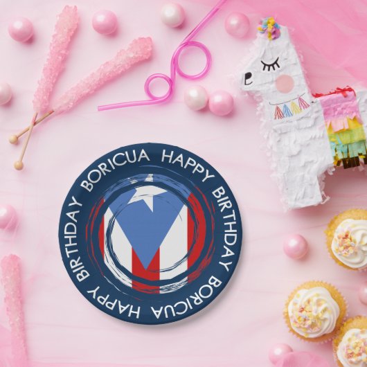 プエルトリコの旗のBoricuaのテーマの誕生日 ペーパープレート (パーティー)