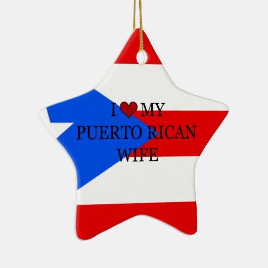プエルトリコの旗プエルト·リカの妻を愛している セラミックオーナメント (右)